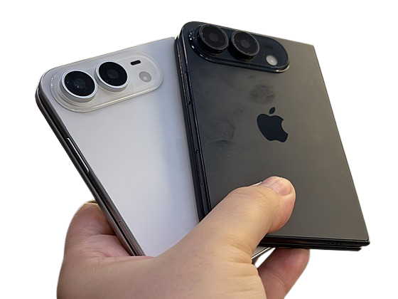 iPhone Ultra in hand – Silver and Graphite